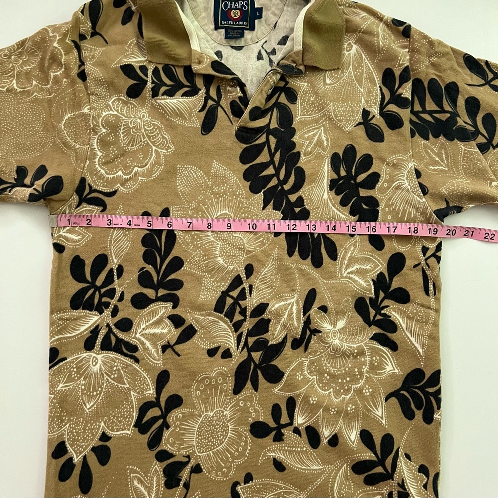 Vintage Chaps Ralph Lauren Collared T Shirt‎ Size L Floral Pattern 100% Cotton - Picture 9 of 10